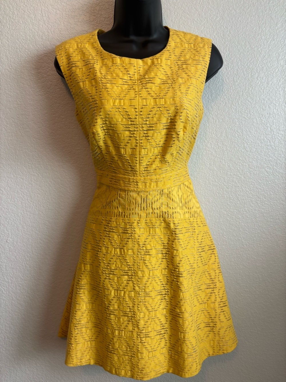 J. Crew Bright Yellow Textured Fit-and-Flare Mini Dress